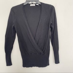 Barneys New York Sweater Womens Size XS Black Cashmere Silk V Neck Knit